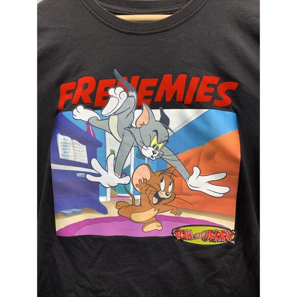 Tom and Jerry Graphic Tee T-Shirt Men's Size 2XL Black Crew Neck 100% Cotton - Picture 2 of 11